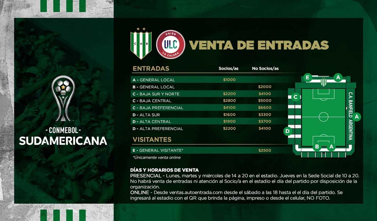 venta de entradas banfield union la calera