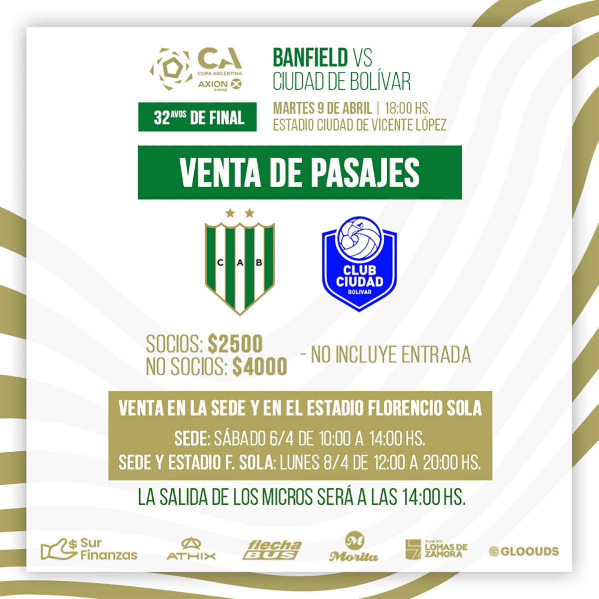 pasajes banfield copa argentina a cancha de platense