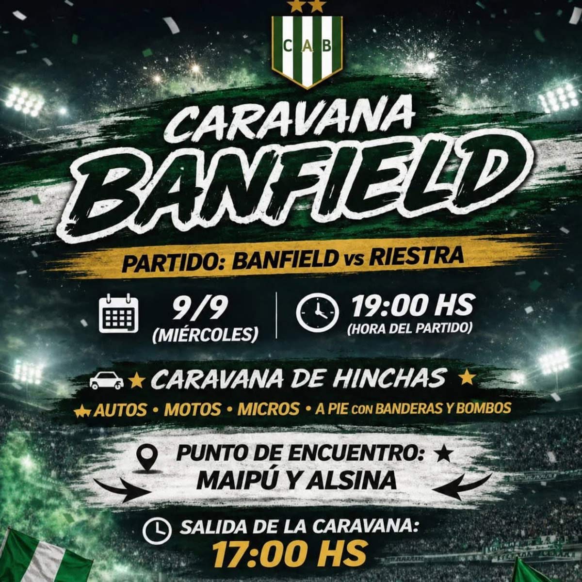 carvana de banfield al estadio de temperley